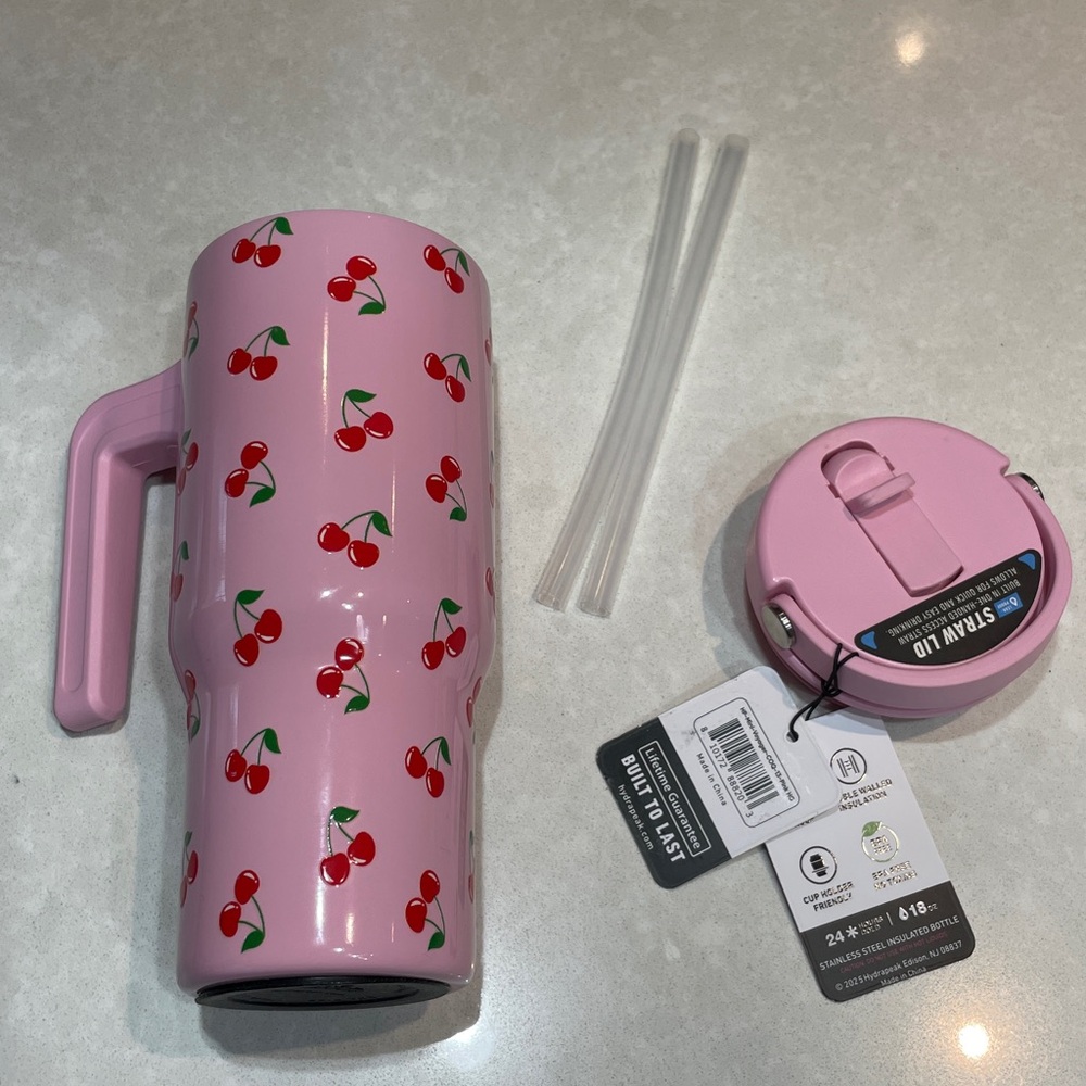 New Hydrapeak Voyager 18oz Tumbler Handle Stainless Steel bottle cherry & pink⭐️ - Picture 15 of 17